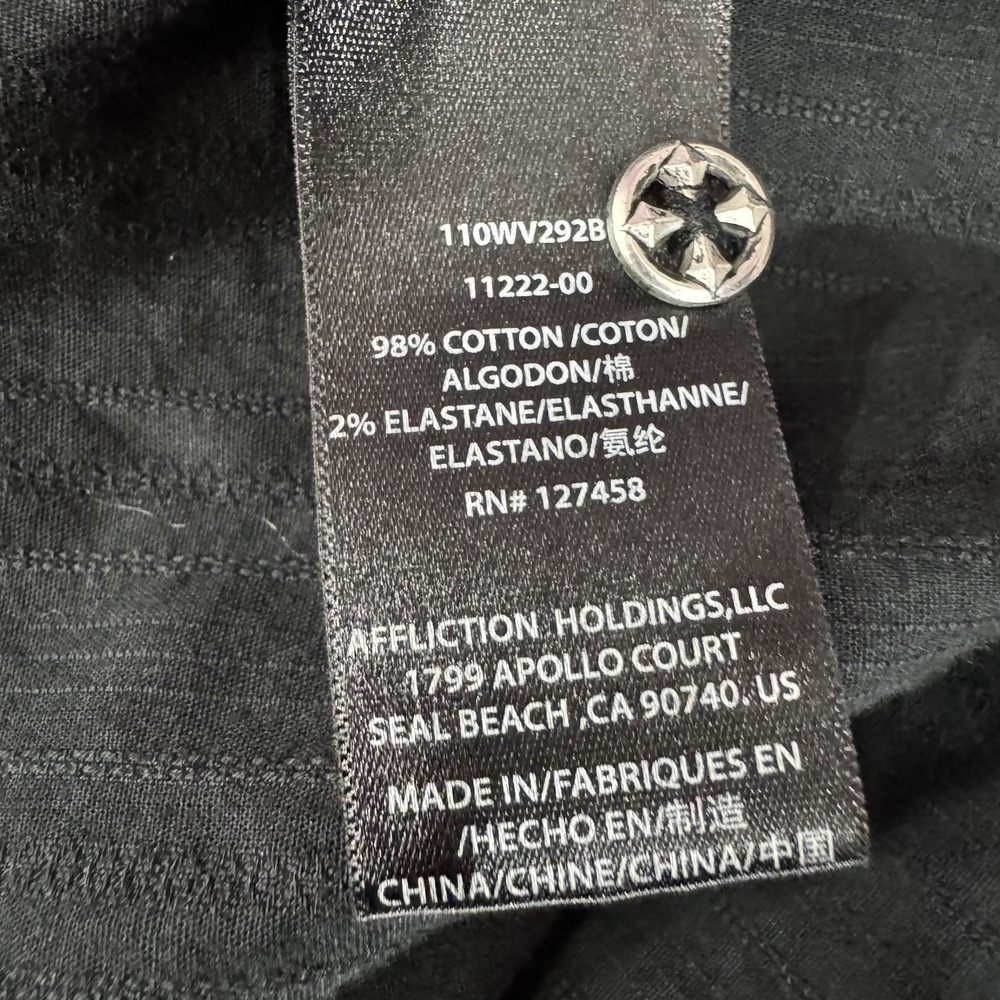 Affliction Shirt Mens XL Black Premium Buckle Western Cowboy Embroidered Stretch - Picture 7 of 16